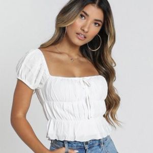Showpo white semi crop top
